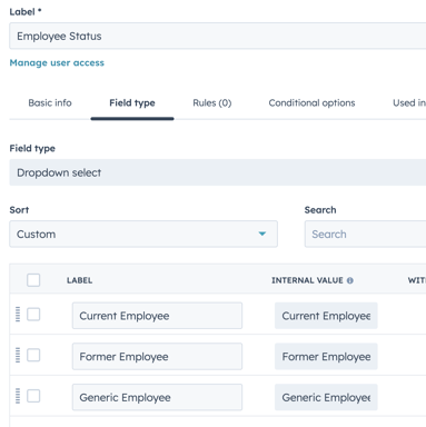 Create a Contact property called Employee Status