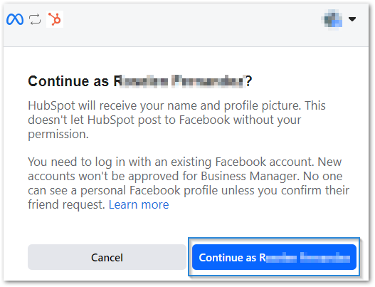 HubSpot Help Desk Connection to your Facebook account